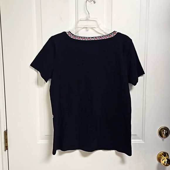 Talbots Petite Navy Paisley Tee - Picture 4 of 5